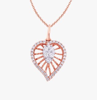 Hamsa Evil Diamond Dangling Heart Pendant